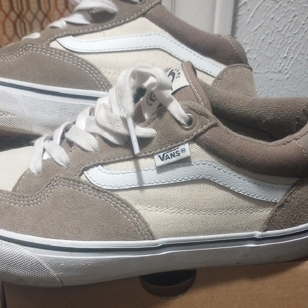 Vans Men's Tan and White Sneakers 10.5